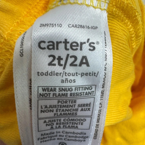 Carter's 2T Girls Yellow and White Polka Dot Soft Pajama Shorts - Picture 4 of 4